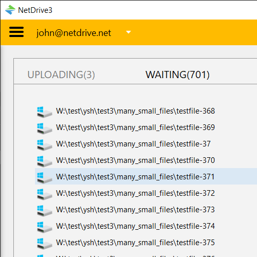 Background upload queue and progress detail view in NetDrive