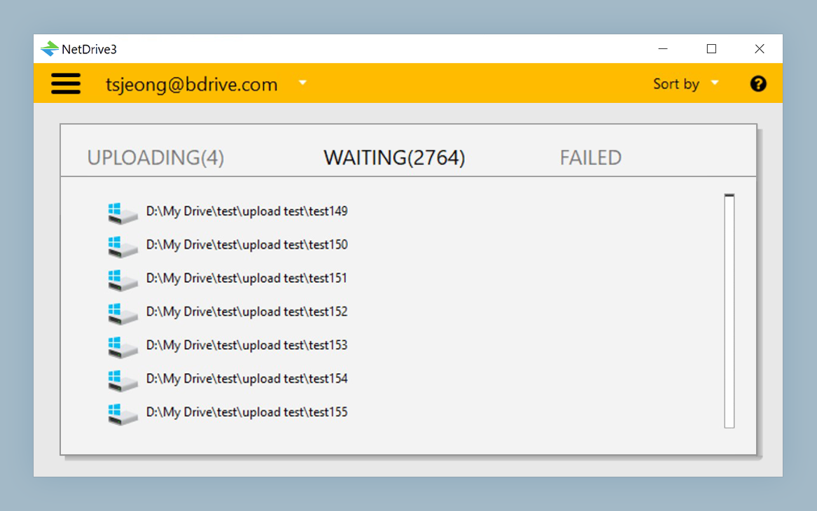Background upload queue showing large files being sent to Backblaze B2