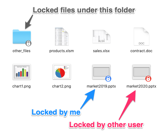 Windows Explorer showing file lock overlay icons on files in a NetDrive-mounted cloud folder