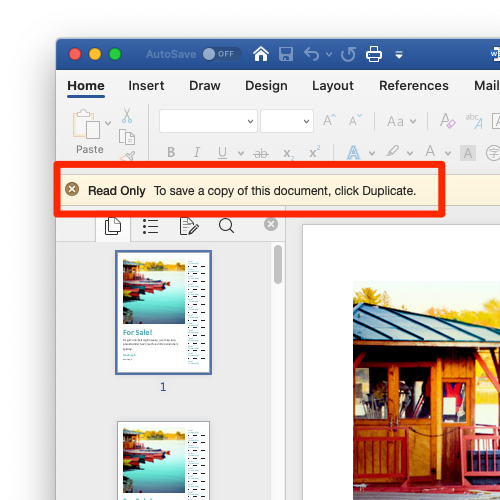 Office read-only warning dialog when another user has the file open via NetDrive