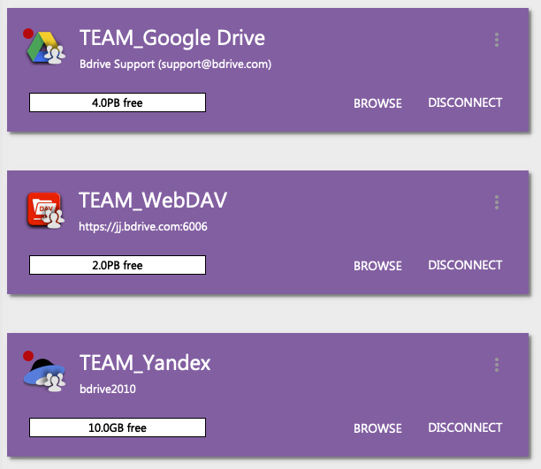 NetDrive Team Drive management console showing member assignments and published shared drives