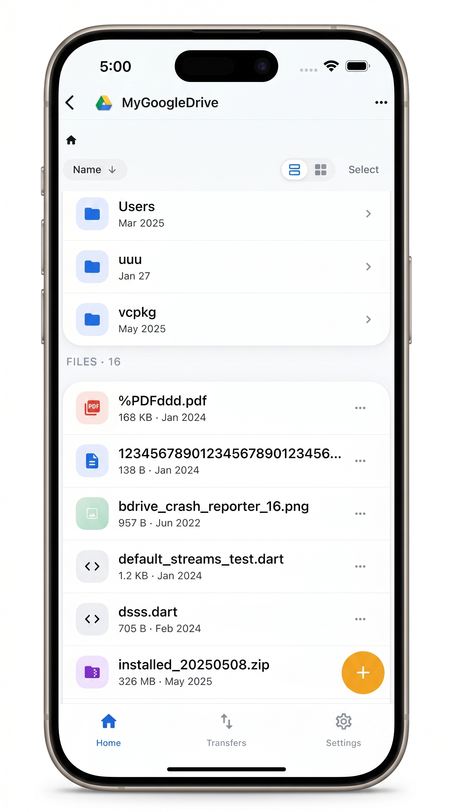 NetDrive Mobile browsing files on a phone