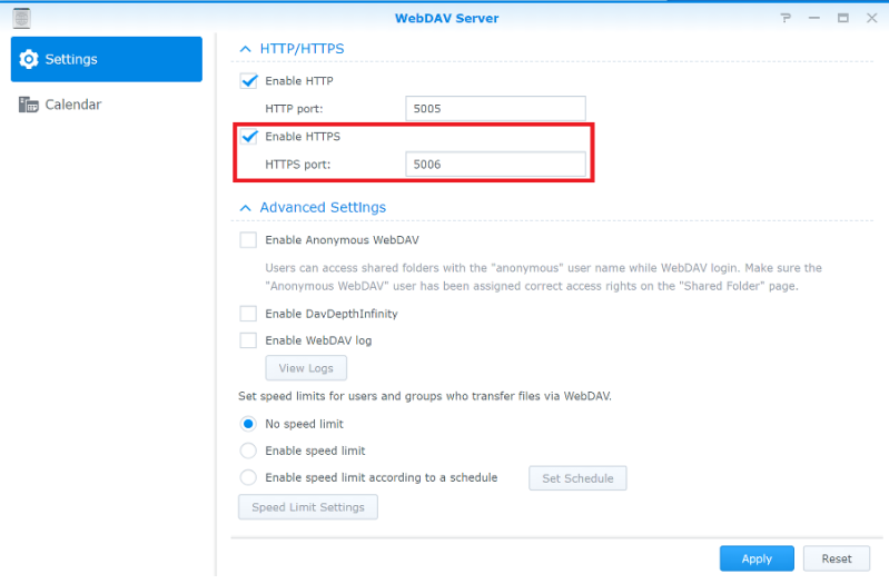 Confirming the port number used by a NetDrive WebDAV connection